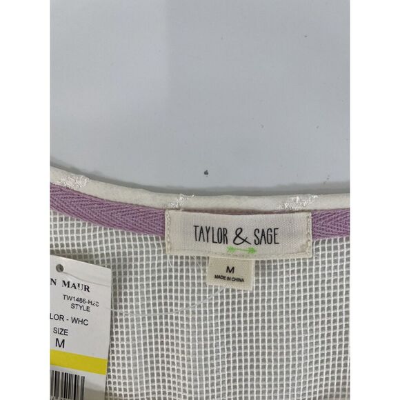 Taylor & Sage Womens Embroidered Top‎ Sz M Sheer Floral Boho Fairy Tassels New - Picture 5 of 7